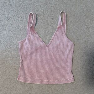 LOVE TREE Pink Ribbed V-Neck Women's Tank